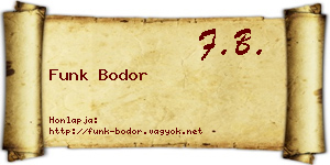 Funk Bodor névjegykártya